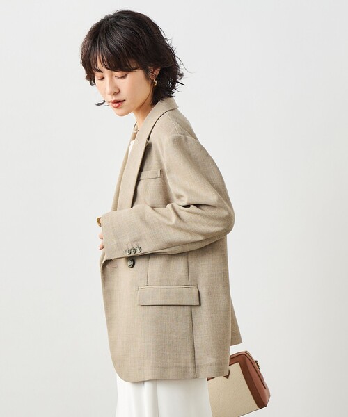 NOLLEY’S Sophi（ノーリーズソフィ）の「ウォッシャブルリネンライクオーバージャケット（テーラードジャケット・レディース・ブラック/ベージュ・38/36）」の9枚目の写真