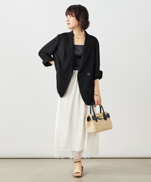 NOLLEY’S Sophi（ノーリーズソフィ）の「ウォッシャブルリネンライクオーバージャケット（テーラードジャケット・レディース・ブラック/ベージュ・38/36）」の10枚目の写真