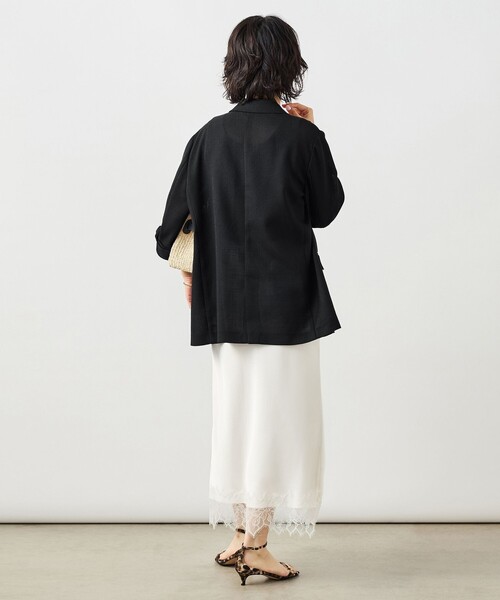 NOLLEY’S Sophi（ノーリーズソフィ）の「ウォッシャブルリネンライクオーバージャケット（テーラードジャケット・レディース・ブラック/ベージュ・38/36）」の12枚目の写真