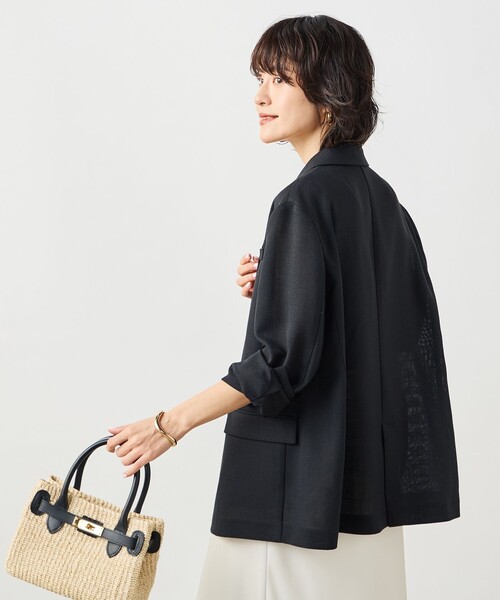 NOLLEY’S Sophi（ノーリーズソフィ）の「ウォッシャブルリネンライクオーバージャケット（テーラードジャケット・レディース・ブラック/ベージュ・38/36）」の14枚目の写真