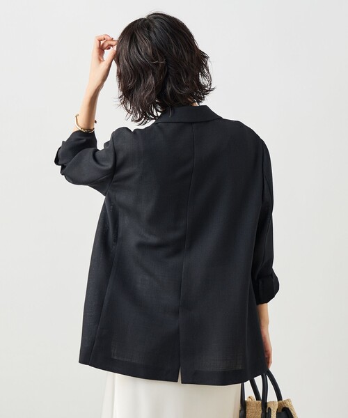 NOLLEY’S Sophi（ノーリーズソフィ）の「ウォッシャブルリネンライクオーバージャケット（テーラードジャケット・レディース・ブラック/ベージュ・38/36）」の15枚目の写真