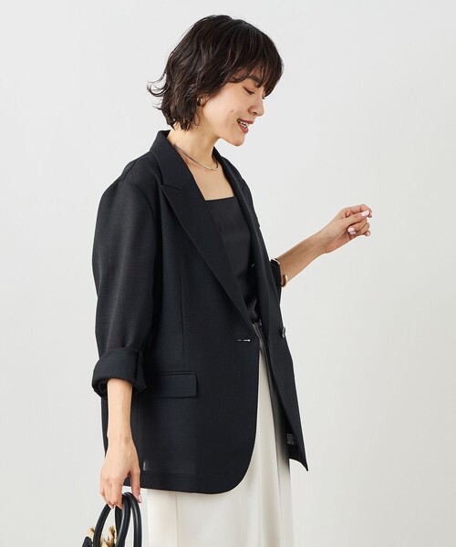 NOLLEY’S Sophi（ノーリーズソフィ）の「ウォッシャブルリネンライクオーバージャケット（テーラードジャケット・レディース・ブラック/ベージュ・38/36）」の16枚目の写真