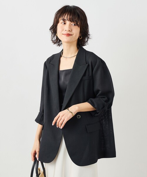 NOLLEY’S Sophi（ノーリーズソフィ）の「ウォッシャブルリネンライクオーバージャケット（テーラードジャケット・レディース・ブラック/ベージュ・38/36）」の17枚目の写真