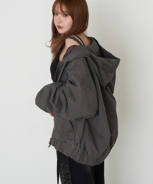 RAY CASSIN（レイカズン）の「オーバーサイズフードダブルジップパーカー / ブルゾン（ブルゾン・レディース・グレー/ベージュ/ネイビー・FREE）」の22枚目の写真