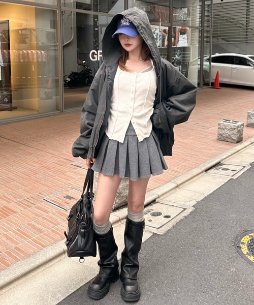 RAY CASSIN（レイカズン）の「オーバーサイズフードダブルジップパーカー / ブルゾン（ブルゾン・レディース・グレー/ベージュ/ネイビー・FREE）」の10枚目の写真