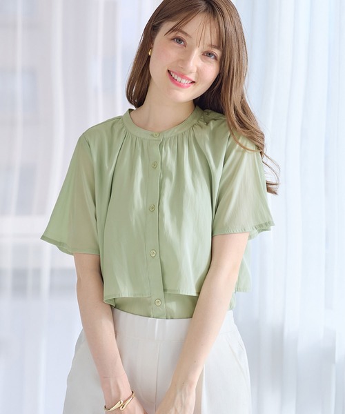 alotta(アロッタ)の「前後2WAYケープ風ブラウス(シャツ/ブラウス・レディース・ライトベージュ/ブラック系その他/ライトグリーン/スミクロ・M/L/LL)」の12枚目の写真