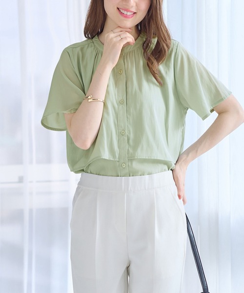 alotta(アロッタ)の「前後2WAYケープ風ブラウス(シャツ/ブラウス・レディース・ライトベージュ/ブラック系その他/ライトグリーン/スミクロ・M/L/LL)」の13枚目の写真