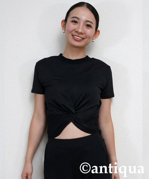 antiqua(アンティカ)の「モックネックウェア(Tシャツ/カットソー・レディース・イエロー系その他/ブラック/ホワイト・2/1)」の3枚目の写真