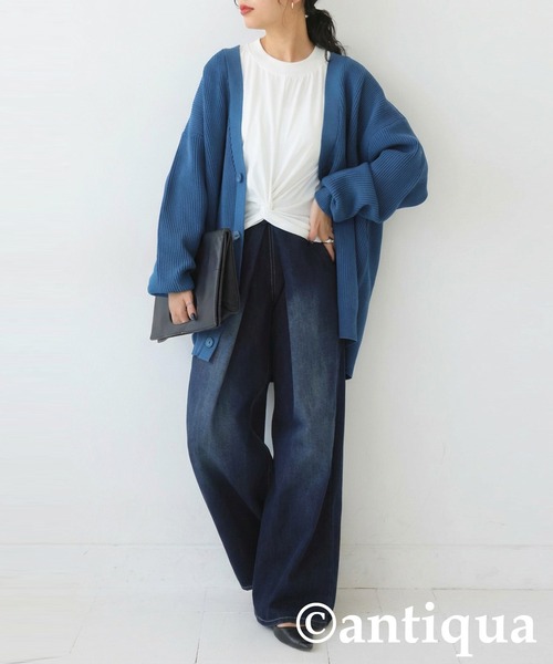 antiqua(アンティカ)の「モックネックウェア(Tシャツ/カットソー・レディース・イエロー系その他/ブラック/ホワイト・2/1)」の6枚目の写真