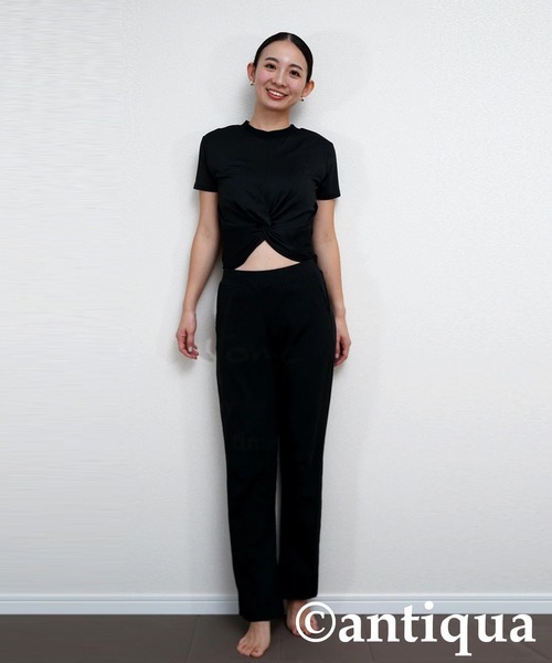antiqua(アンティカ)の「モックネックウェア(Tシャツ/カットソー・レディース・イエロー系その他/ブラック/ホワイト・2/1)」の7枚目の写真