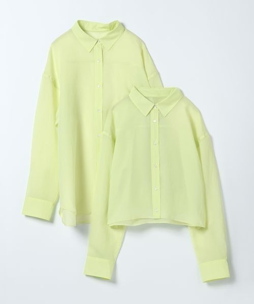 JEANASIS（ジーナシス）の「【選べる着丈】セミグロスシアーシャツ/647671（シャツ/ブラウス・レディース・ブラック/ブラウン系その他/ホワイト/ライム・MEDIUM/LARGE）」の4枚目の写真