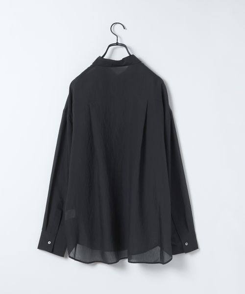 JEANASIS（ジーナシス）の「【選べる着丈】セミグロスシアーシャツ/647671（シャツ/ブラウス・レディース・ブラック/ブラウン系その他/ホワイト/ライム・MEDIUM/LARGE）」の6枚目の写真