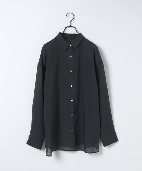 JEANASIS（ジーナシス）の「【選べる着丈】セミグロスシアーシャツ/647671（シャツ/ブラウス・レディース・ブラック/ブラウン系その他/ホワイト/ライム・MEDIUM/LARGE）」の5枚目の写真