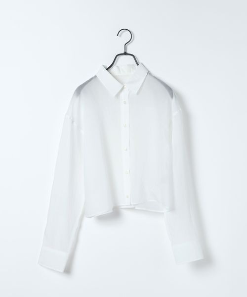 JEANASIS（ジーナシス）の「【選べる着丈】セミグロスシアーシャツ/647671（シャツ/ブラウス・レディース・ブラック/ブラウン系その他/ホワイト/ライム・MEDIUM/LARGE）」の12枚目の写真