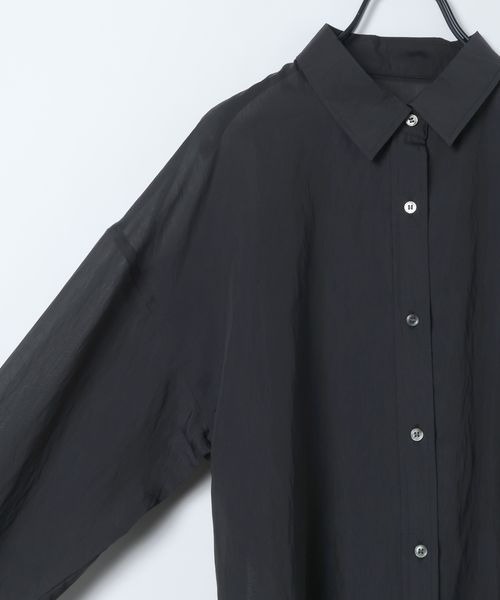 JEANASIS（ジーナシス）の「【選べる着丈】セミグロスシアーシャツ/647671（シャツ/ブラウス・レディース・ブラック/ブラウン系その他/ホワイト/ライム・MEDIUM/LARGE）」の8枚目の写真