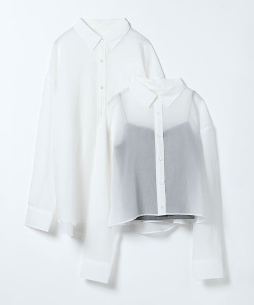 JEANASIS（ジーナシス）の「【選べる着丈】セミグロスシアーシャツ/647671（シャツ/ブラウス・レディース・ブラック/ブラウン系その他/ホワイト/ライム・MEDIUM/LARGE）」の22枚目の写真