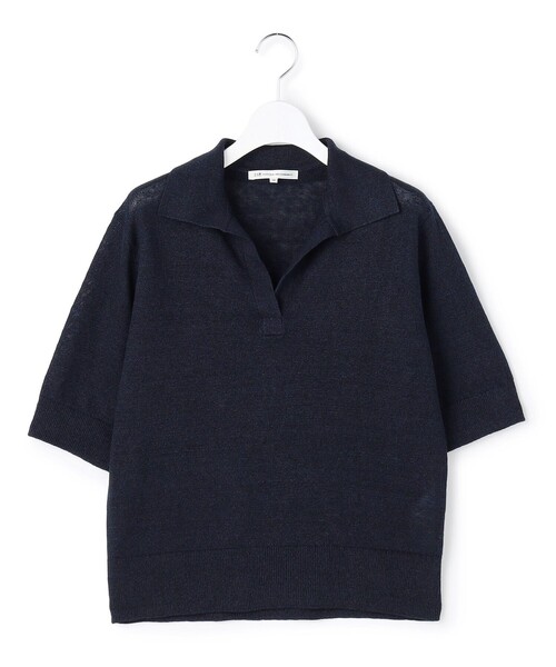 23区 S(ニジュウサンクチイサイサイズ)の「ピュアリネン スキッパー ポロニット(ニット/セーター・レディース・ブルー系/ベージュ系/ネイビー系/レッド系・32)」の16枚目の写真