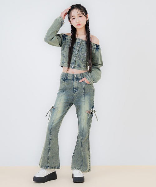 ANAP GｉRL（アナップガール）の「サイドリボン フレアパンツ（別売りセットアップ）（キッズお揃い）（デニムパンツ・キッズ・ブラック/ブルー・M/S/XS）」の10枚目の写真