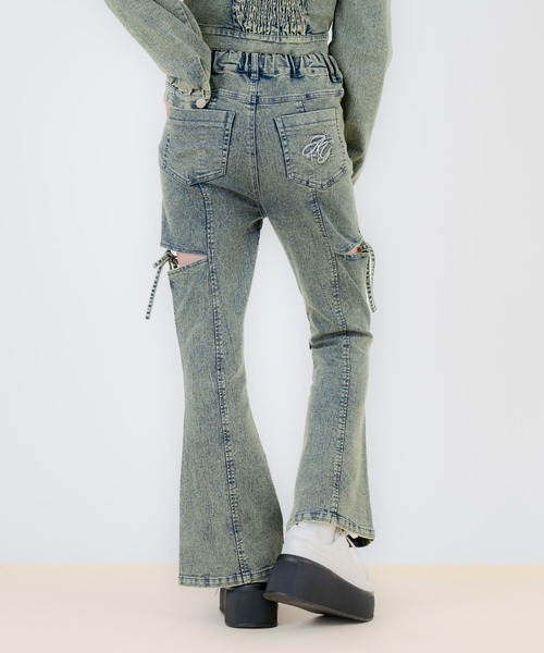 ANAP GｉRL（アナップガール）の「サイドリボン フレアパンツ（別売りセットアップ）（キッズお揃い）（デニムパンツ・キッズ・ブラック/ブルー・M/S/XS）」の8枚目の写真
