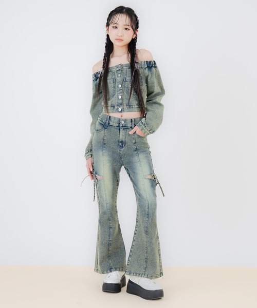 ANAP GｉRL（アナップガール）の「サイドリボン フレアパンツ（別売りセットアップ）（キッズお揃い）（デニムパンツ・キッズ・ブラック/ブルー・M/S/XS）」の11枚目の写真