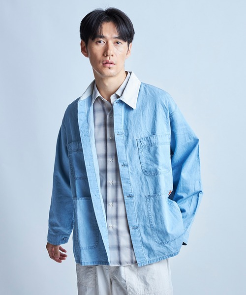 UNION STATION（ユニオンステーション）の「【UNIVERSAL OVERALL】別注カバーオール（ブルゾン・メンズ・ホワイト/ブルー・M/L）」の3枚目の写真