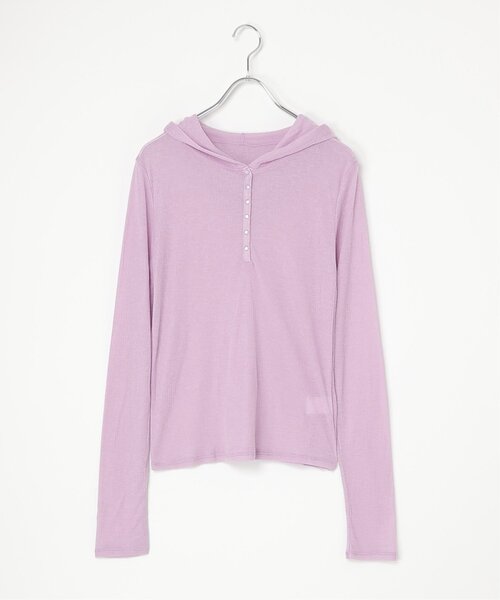 notch.(ノッチ)の「シアーフーディロンT(Tシャツ/カットソー・レディース・ライトパープル/アイボリー/グレー・M)」の3枚目の写真