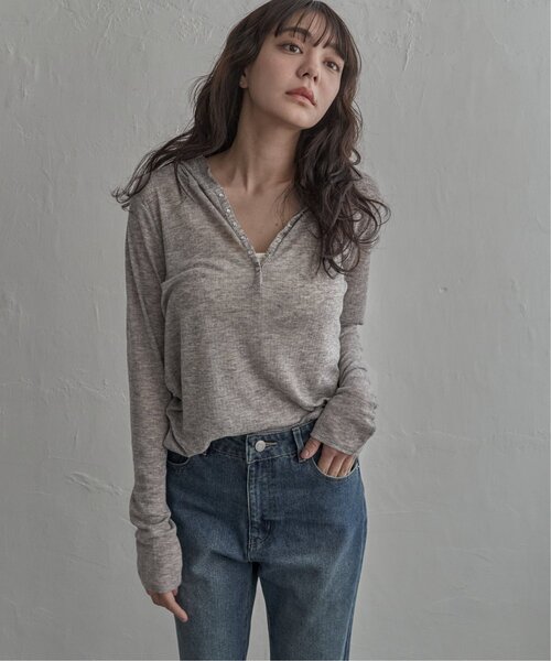 notch.(ノッチ)の「シアーフーディロンT(Tシャツ/カットソー・レディース・ライトパープル/アイボリー/グレー・M)」の9枚目の写真