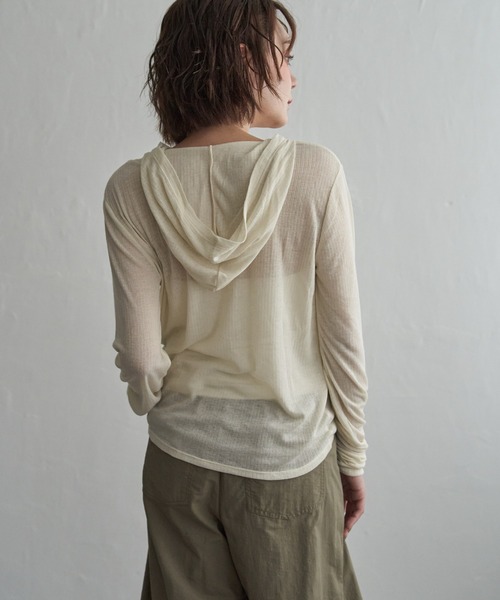 notch.(ノッチ)の「シアーフーディロンT(Tシャツ/カットソー・レディース・ライトパープル/アイボリー/グレー・M)」の10枚目の写真