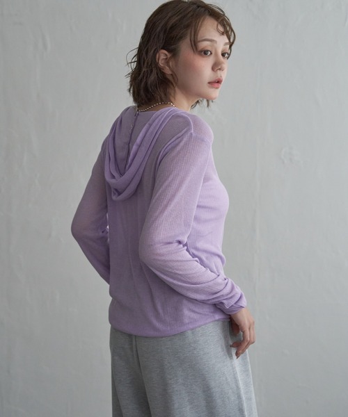 notch.(ノッチ)の「シアーフーディロンT(Tシャツ/カットソー・レディース・ライトパープル/アイボリー/グレー・M)」の19枚目の写真