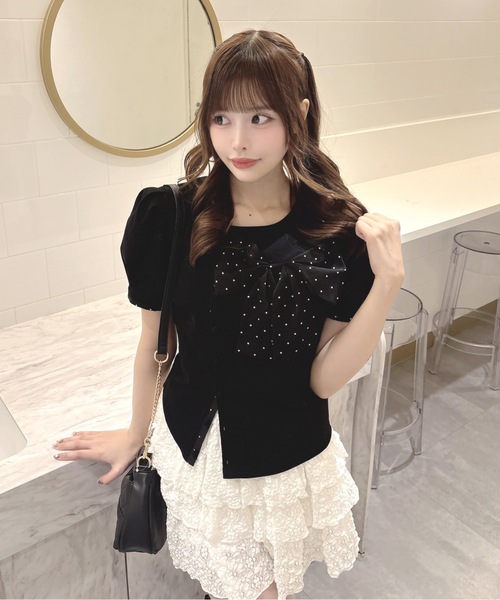 one way(ワンウェイ)の「リボンアシメトップス(Tシャツ/カットソー・レディース・ブラック系その他/ネイビー系/ホワイト系その他・FREE)」の7枚目の写真