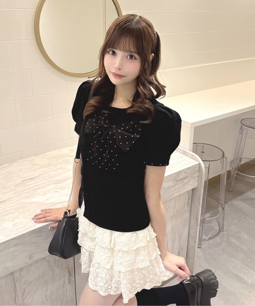 one way(ワンウェイ)の「リボンアシメトップス(Tシャツ/カットソー・レディース・ブラック系その他/ネイビー系/ホワイト系その他・FREE)」の9枚目の写真