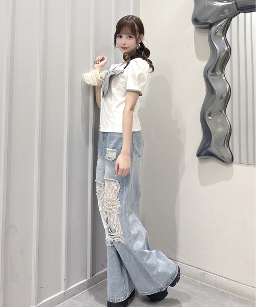 one way(ワンウェイ)の「リボンアシメトップス(Tシャツ/カットソー・レディース・ブラック系その他/ネイビー系/ホワイト系その他・FREE)」の6枚目の写真