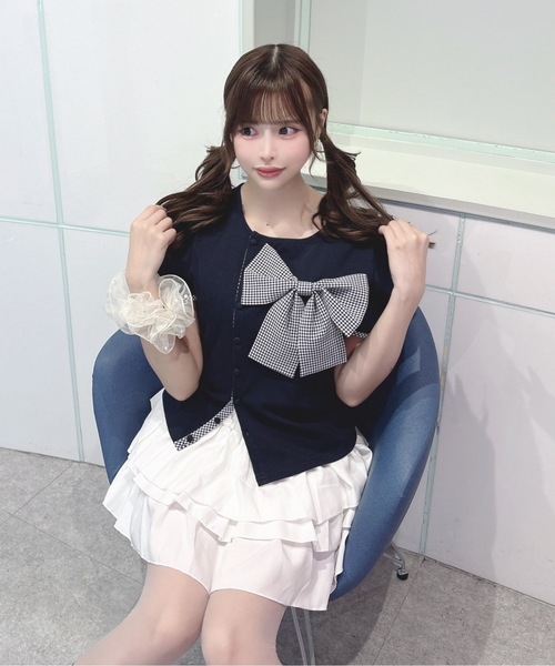 one way(ワンウェイ)の「リボンアシメトップス(Tシャツ/カットソー・レディース・ブラック系その他/ネイビー系/ホワイト系その他・FREE)」の14枚目の写真