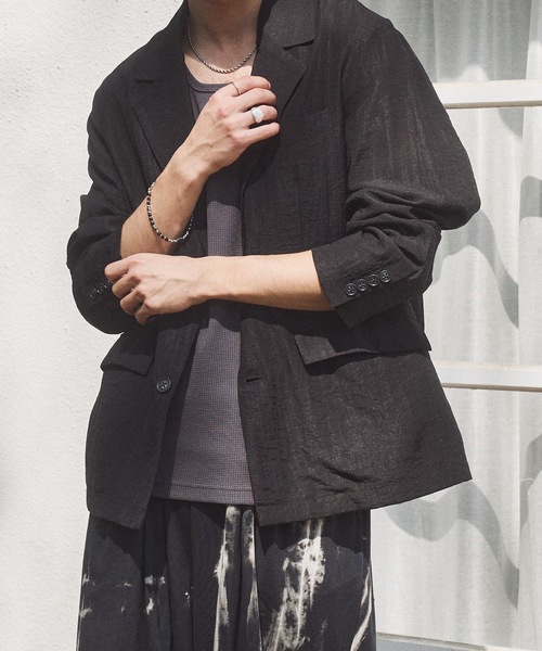 CASPER JOHN（キャスパージョン）の「Sheer tailored jacket/シアーテーラードジャケット（テーラードジャケット・メンズ・ブラック/ネイビー/ピンク/ミント/アイボリー・LARGE/MEDIUM/SMALL/X-SMALL）」の9枚目の写真