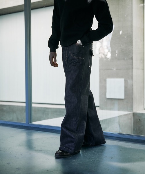 ANDER HUNK（アンダーハンク）の「14oz Selvege Wide Straight Denim / 14オンスセルビッジワイドストレートデニム（デニムパンツ・メンズ・ライトインディゴブルー/ブラック・MEDIUM/SMALL/LARGE）」の10枚目の写真