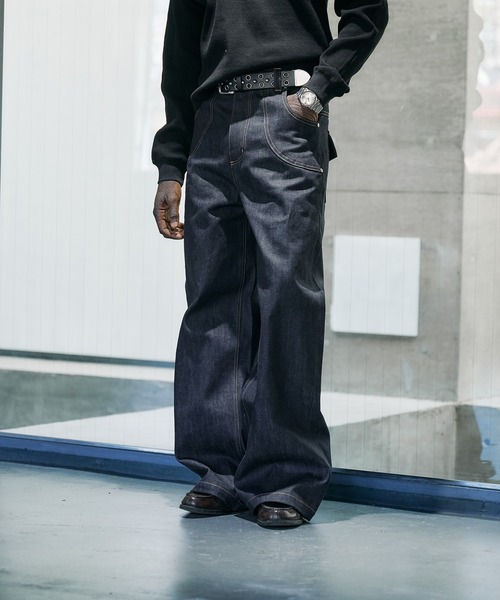 ANDER HUNK（アンダーハンク）の「14oz Selvege Wide Straight Denim / 14オンスセルビッジワイドストレートデニム（デニムパンツ・メンズ・ライトインディゴブルー/ブラック・MEDIUM/SMALL/LARGE）」の16枚目の写真