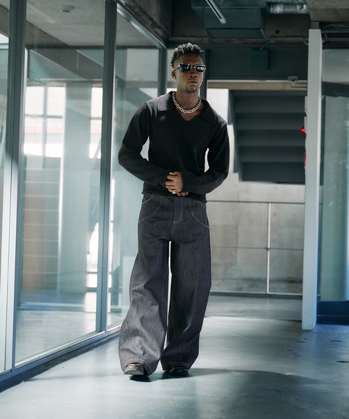 ANDER HUNK（アンダーハンク）の「14oz Selvege Wide Straight Denim / 14オンスセルビッジワイドストレートデニム（デニムパンツ・メンズ・ライトインディゴブルー/ブラック・MEDIUM/SMALL/LARGE）」の21枚目の写真