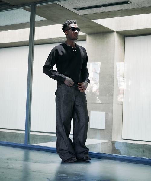 ANDER HUNK（アンダーハンク）の「14oz Selvege Wide Straight Denim / 14オンスセルビッジワイドストレートデニム（デニムパンツ・メンズ・ライトインディゴブルー/ブラック・MEDIUM/SMALL/LARGE）」の22枚目の写真