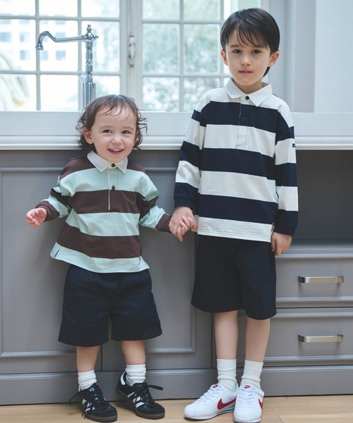 petit main(プティマイン)の「【リンク】ボーダーラガー長袖Tシャツ(Tシャツ/カットソー・キッズ・ネイビー/ブラウン/クリーム・100cm/90cm/130cm/120cm/80cm/110cm)」の19枚目の写真