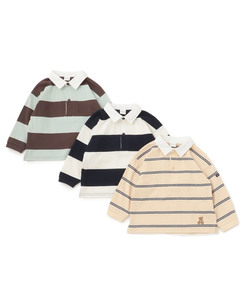 petit main(プティマイン)の「【リンク】ボーダーラガー長袖Tシャツ(Tシャツ/カットソー・キッズ・ネイビー/ブラウン/クリーム・100cm/90cm/130cm/120cm/80cm/110cm)」の5枚目の写真
