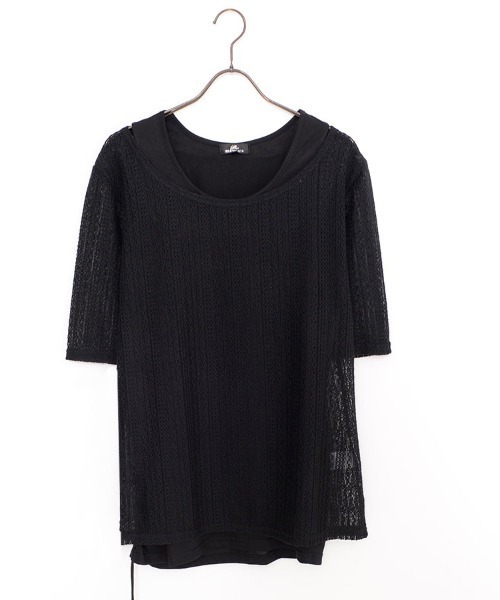 Bernings Sho(バーニングショー)の「『Bernings Sho/バーニングショー』透かしニット5分袖&アシンメトリータンク(ニット/セーター・メンズ・ホワイト/ブラック・M/L/XL)」の11枚目の写真