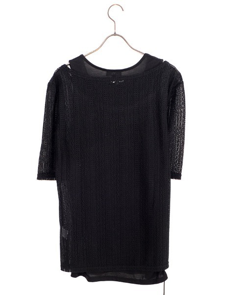 Bernings Sho(バーニングショー)の「『Bernings Sho/バーニングショー』透かしニット5分袖&アシンメトリータンク(ニット/セーター・メンズ・ホワイト/ブラック・M/L/XL)」の12枚目の写真
