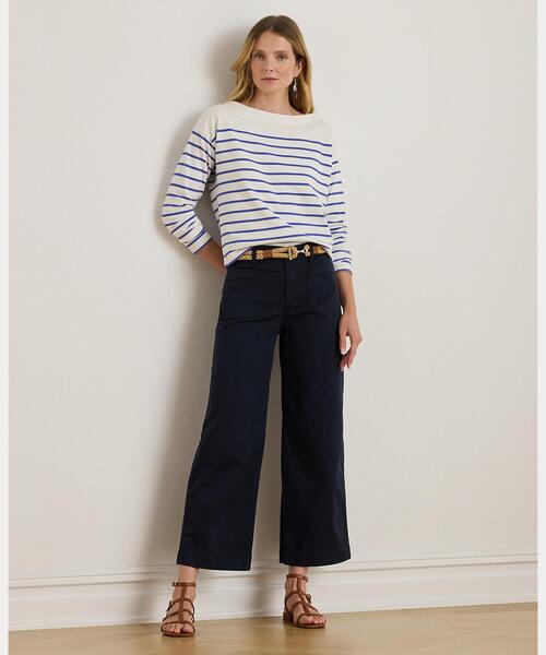 LAUREN RALPH LAUREN(ローレン ラルフ ローレン)の「ストレッチ チノ ワイドレッグ クロップド パンツ(チノパンツ・レディース・ネイビー系1・6/8/2/0)」の1枚目の写真
