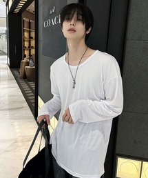 COSYHARU（コシハル）の「ピーチロングUネックTシャツ（Tシャツ/カットソー）」