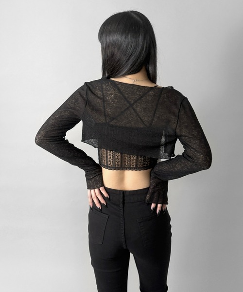 LVEU.（ラブユ.）の「【LVEU.】パールデザインクロップドカーディガン / トップス カーディガン カーデ  長袖 クロップド ショート シンプル パール ブラック ホワイト ライトブルー ZOZOTOWN限定（カーディガン/ボレロ・レディース・ホワイト/ライトブルー/ブラック・FREE）」の18枚目の写真