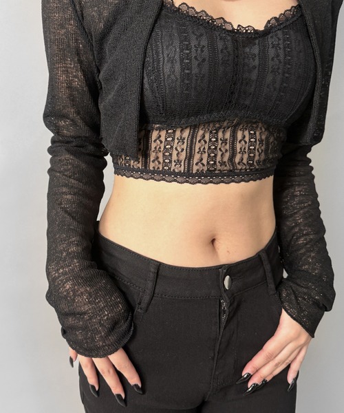 LVEU.（ラブユ.）の「【LVEU.】パールデザインクロップドカーディガン / トップス カーディガン カーデ  長袖 クロップド ショート シンプル パール ブラック ホワイト ライトブルー ZOZOTOWN限定（カーディガン/ボレロ・レディース・ホワイト/ライトブルー/ブラック・FREE）」の20枚目の写真