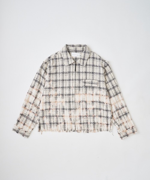 ADAM PATEK(アダムパテック)の「【ADAMPATEK/アダムパテック】short length bleached check zipup shirt/ショート丈ZIPチェックシャツ(シャツ/ブラウス・メンズ・ブラック/ホワイト・2/1)」の15枚目の写真