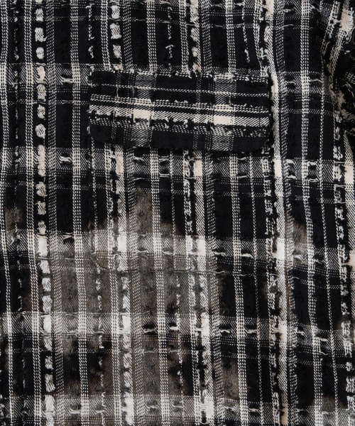 ADAM PATEK(アダムパテック)の「【ADAMPATEK/アダムパテック】short length bleached check zipup shirt/ショート丈ZIPチェックシャツ(シャツ/ブラウス・メンズ・ブラック/ホワイト・2/1)」の12枚目の写真