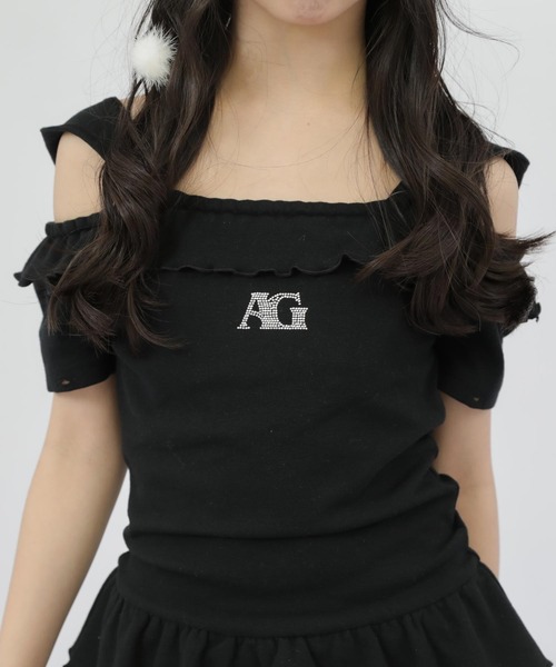 ANAP GiRL(アナップガール)の「袖2WAY 肩アキ ティアード ワンピース(ワンピース・キッズ・ブラック/ライトグレー・XS/S/M)」の8枚目の写真