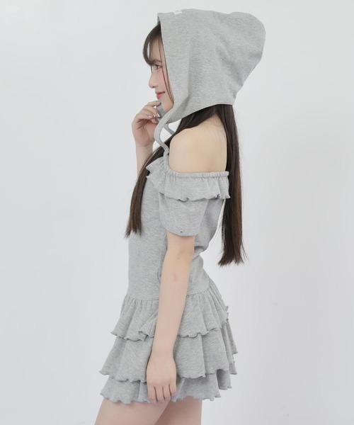 ANAP GiRL(アナップガール)の「袖2WAY 肩アキ ティアード ワンピース(ワンピース・キッズ・ブラック/ライトグレー・XS/S/M)」の14枚目の写真